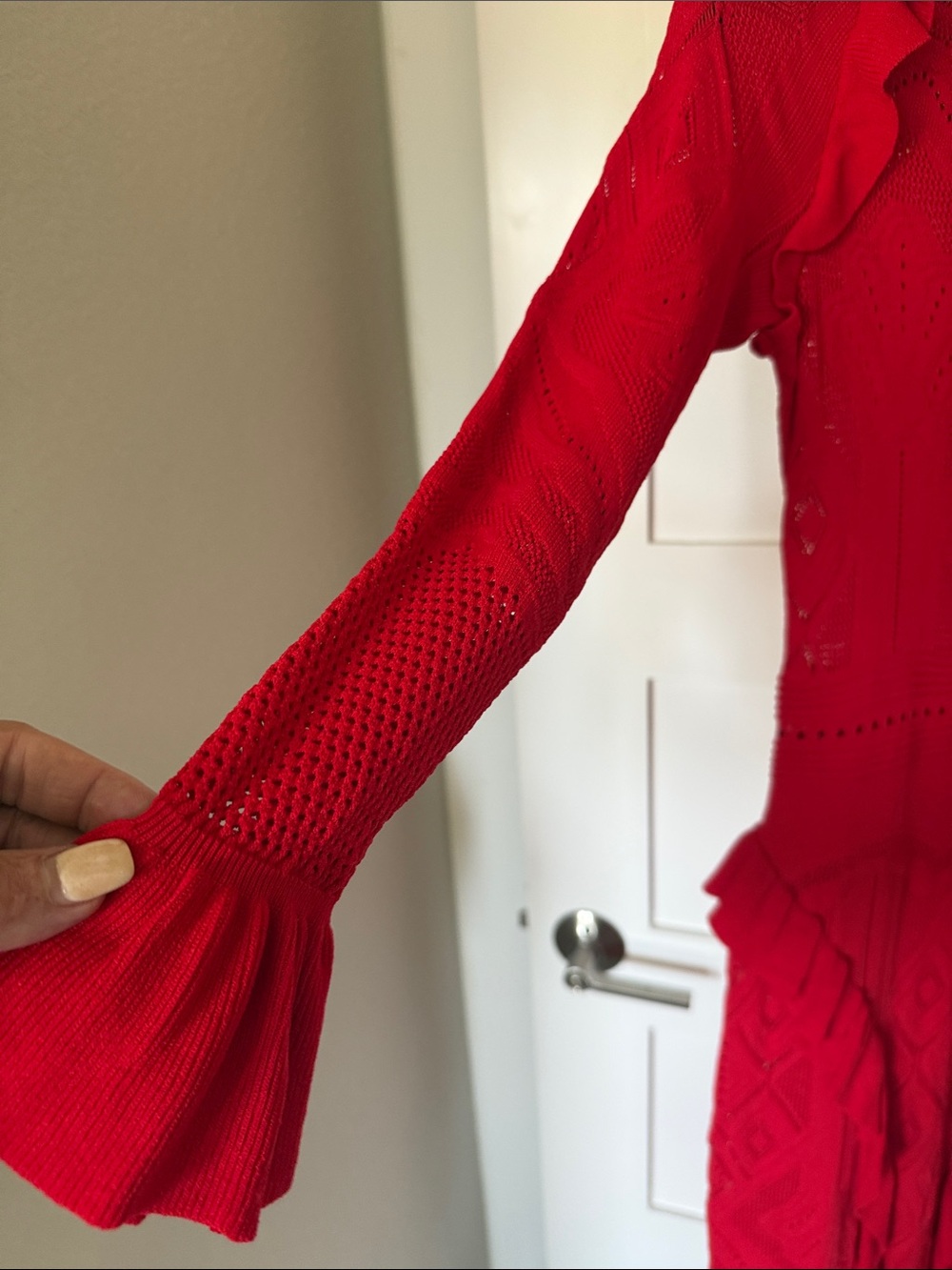 A.L.C. Vibrant Red Long-Sleeve Knit Midi Dress - Picture 3 of 5